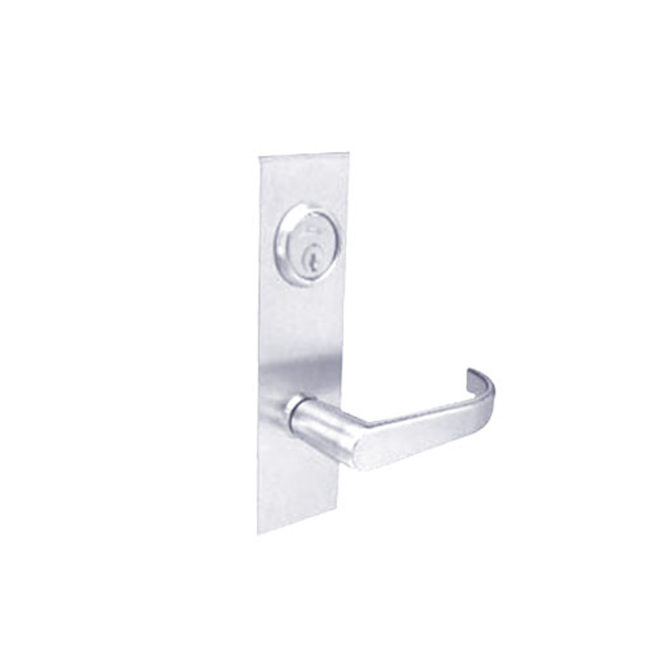 BM01-BRH-26 Arrow Mortise Lock BM Series Passage Lever with Broadway Design and H Escutcheon in Bright Chrome