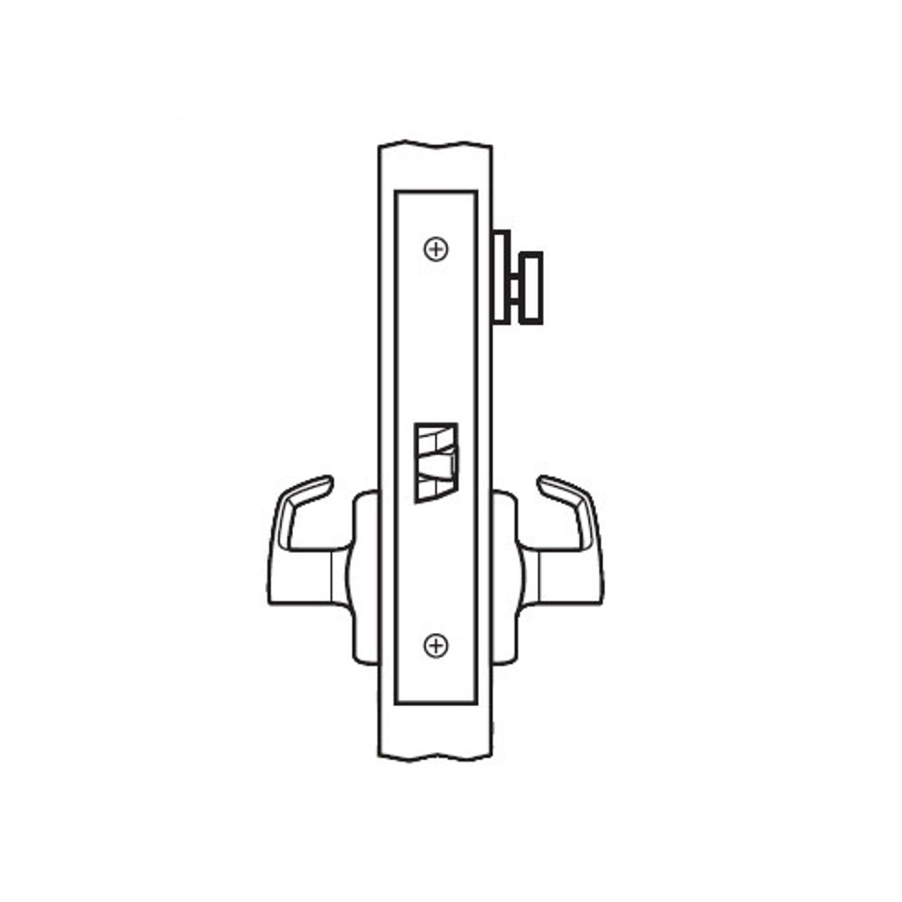 BM26-BRH-32D Arrow Mortise Lock BM Series Privacy Lever with Broadway Design and H Escutcheon in Satin Stainless Steel