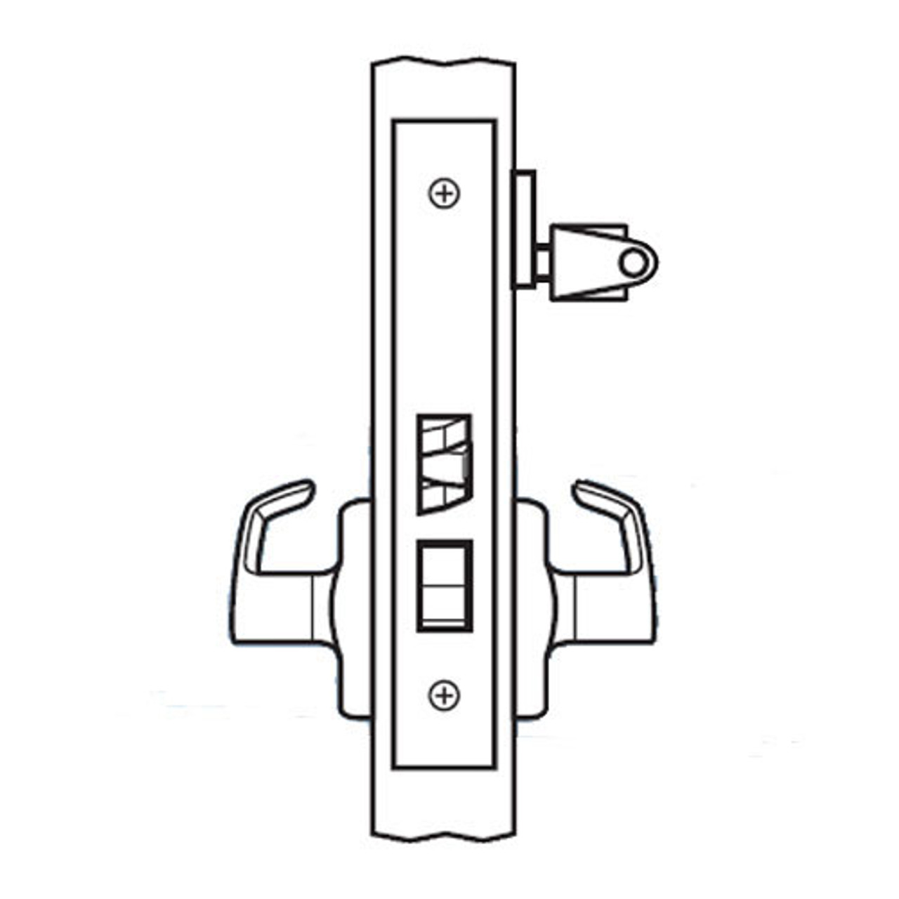 BM23-BRH-32D Arrow Mortise Lock BM Series Vestibule Lever with Broadway Design and H Escutcheon in Satin Stainless Steel