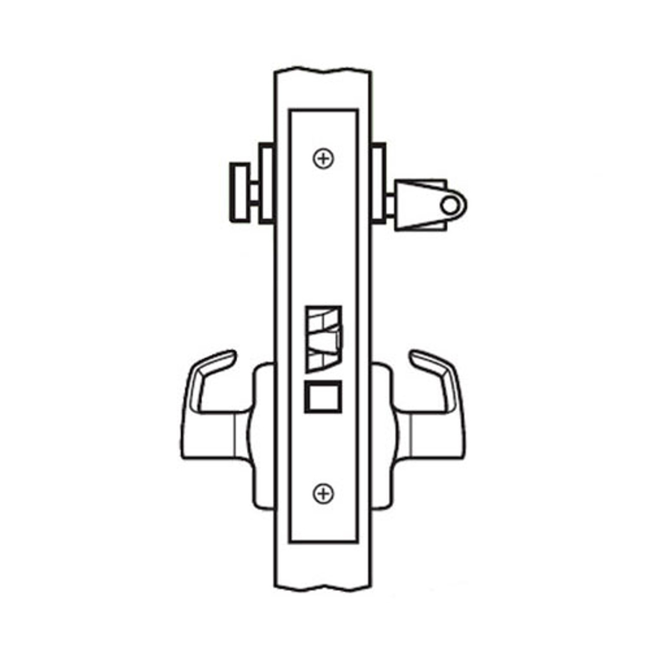 BM27-BRH-26D Arrow Mortise Lock BM Series Institutional Privacy Lever with Broadway Design and H Escutcheon in Satin Chrome