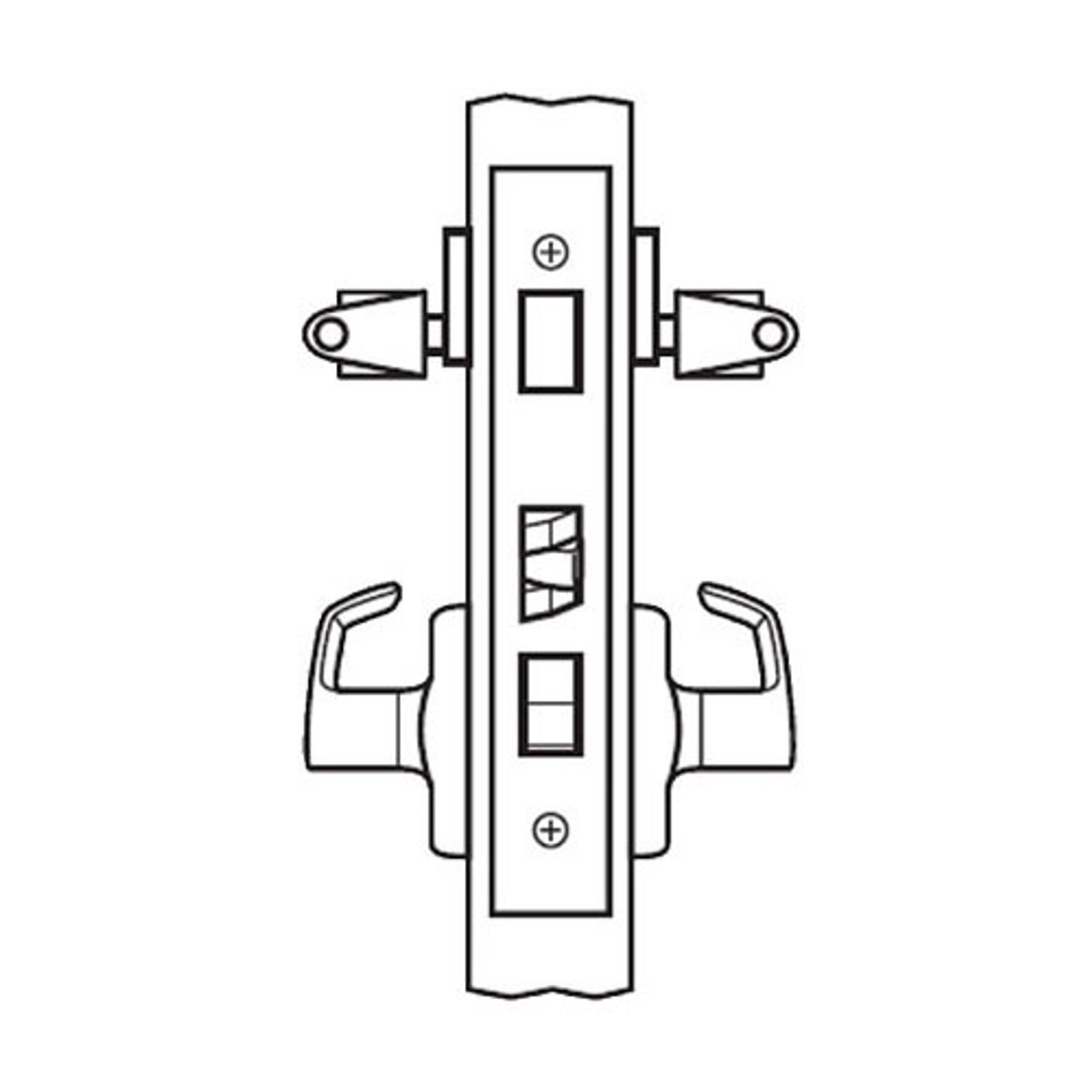 BM34-BRH-32D Arrow Mortise Lock BM Series Storeroom Lever with Broadway Design and H Escutcheon in Satin Stainless Steel