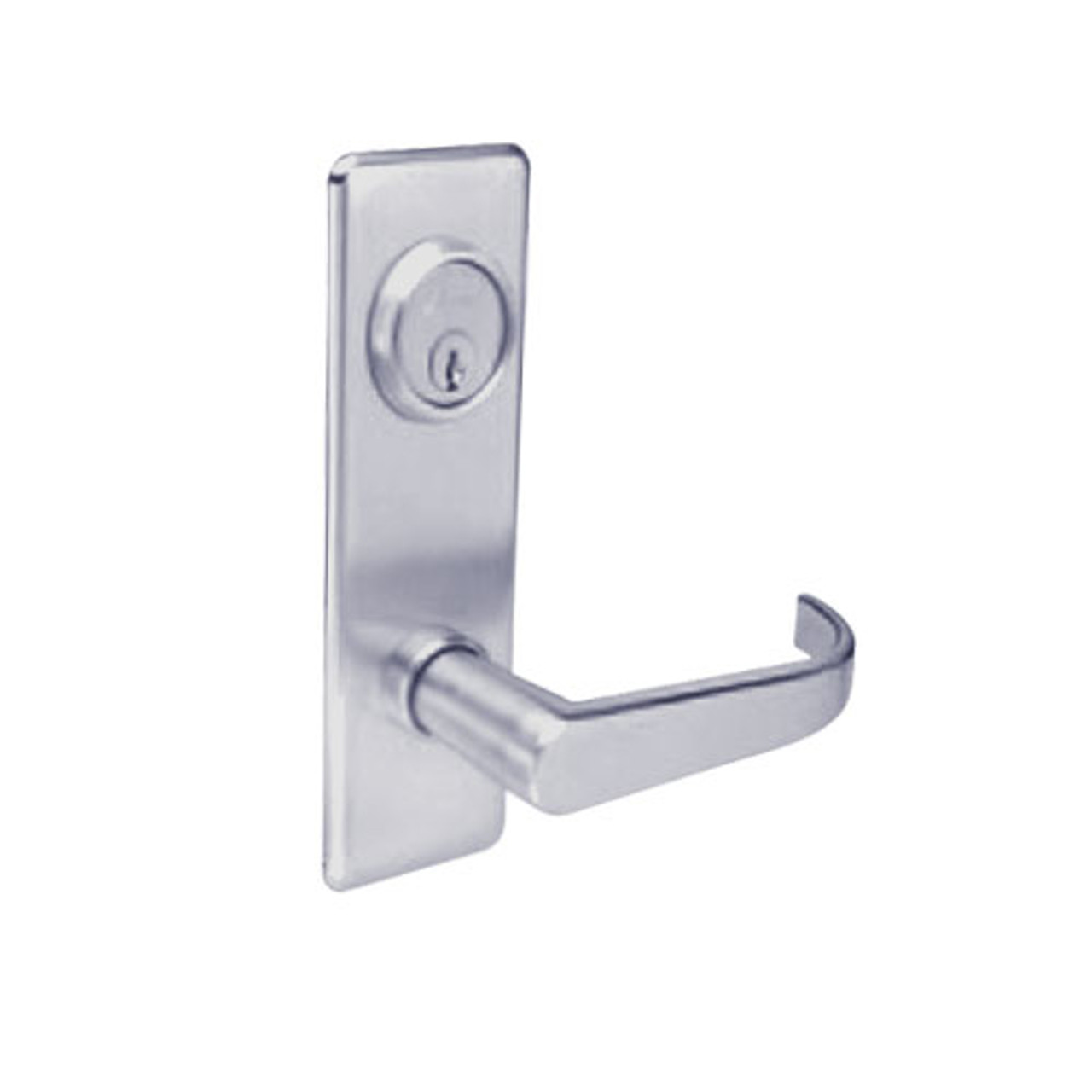 BM12-BRG-26D Arrow Mortise Lock BM Series Storeroom Lever with Broadway Design and G Escutcheon in Satin Chrome