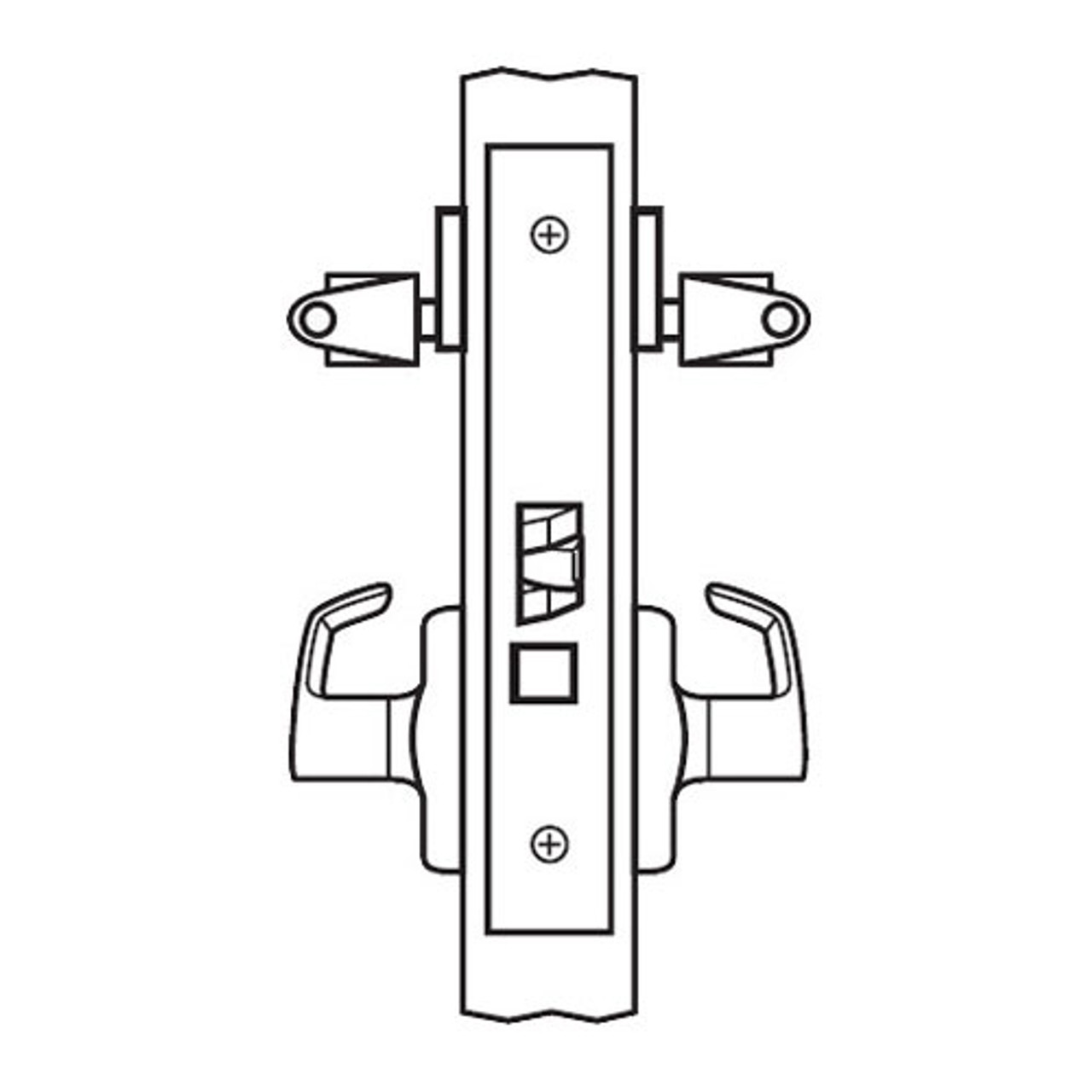 BM33-BRG-32D Arrow Mortise Lock BM Series Storeroom Lever with Broadway Design and G Escutcheon in Satin Stainless Steel