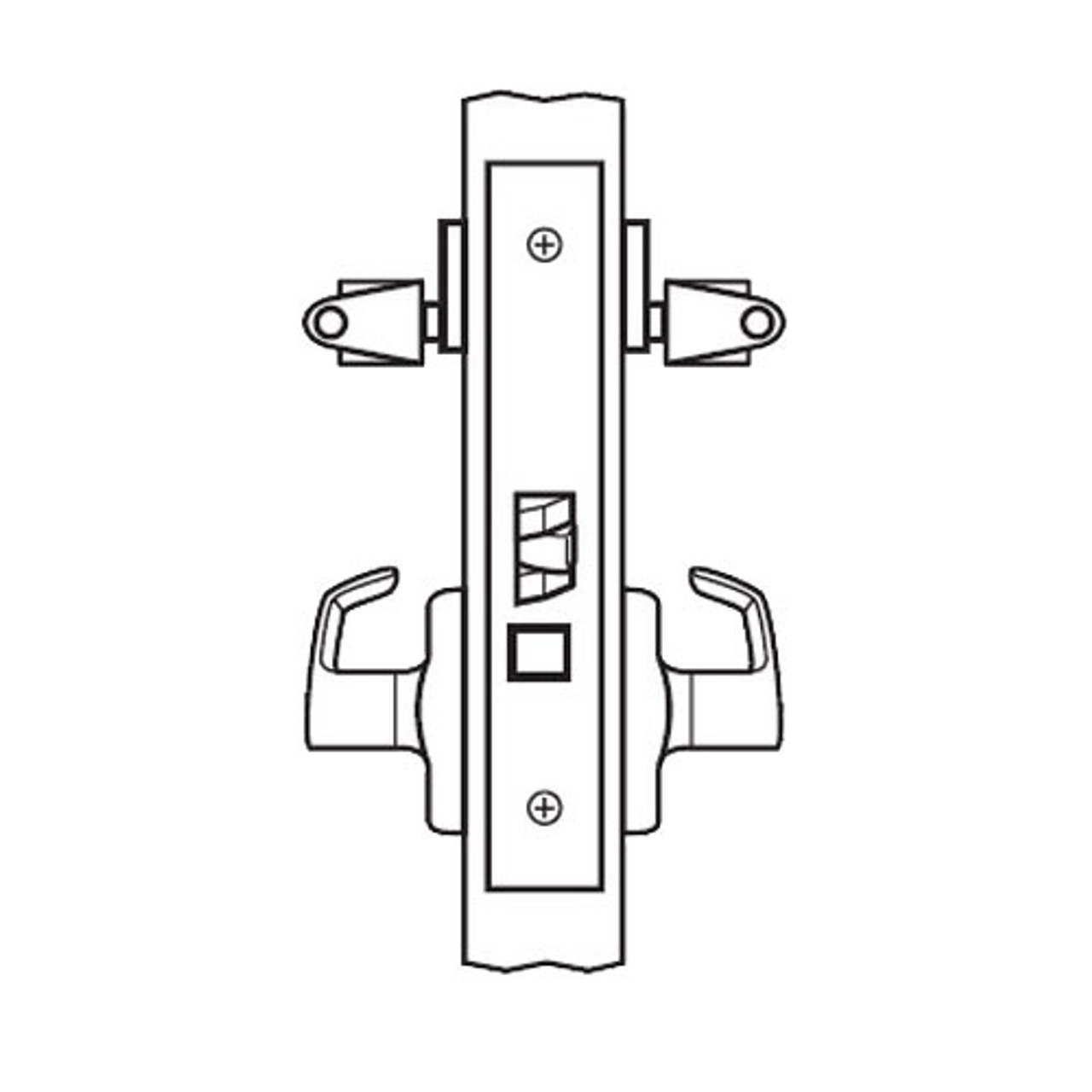 BM37-JH-03 Arrow Mortise Lock BM Series Classroom Lever with Javelin Design and H Escutcheon in Bright Brass