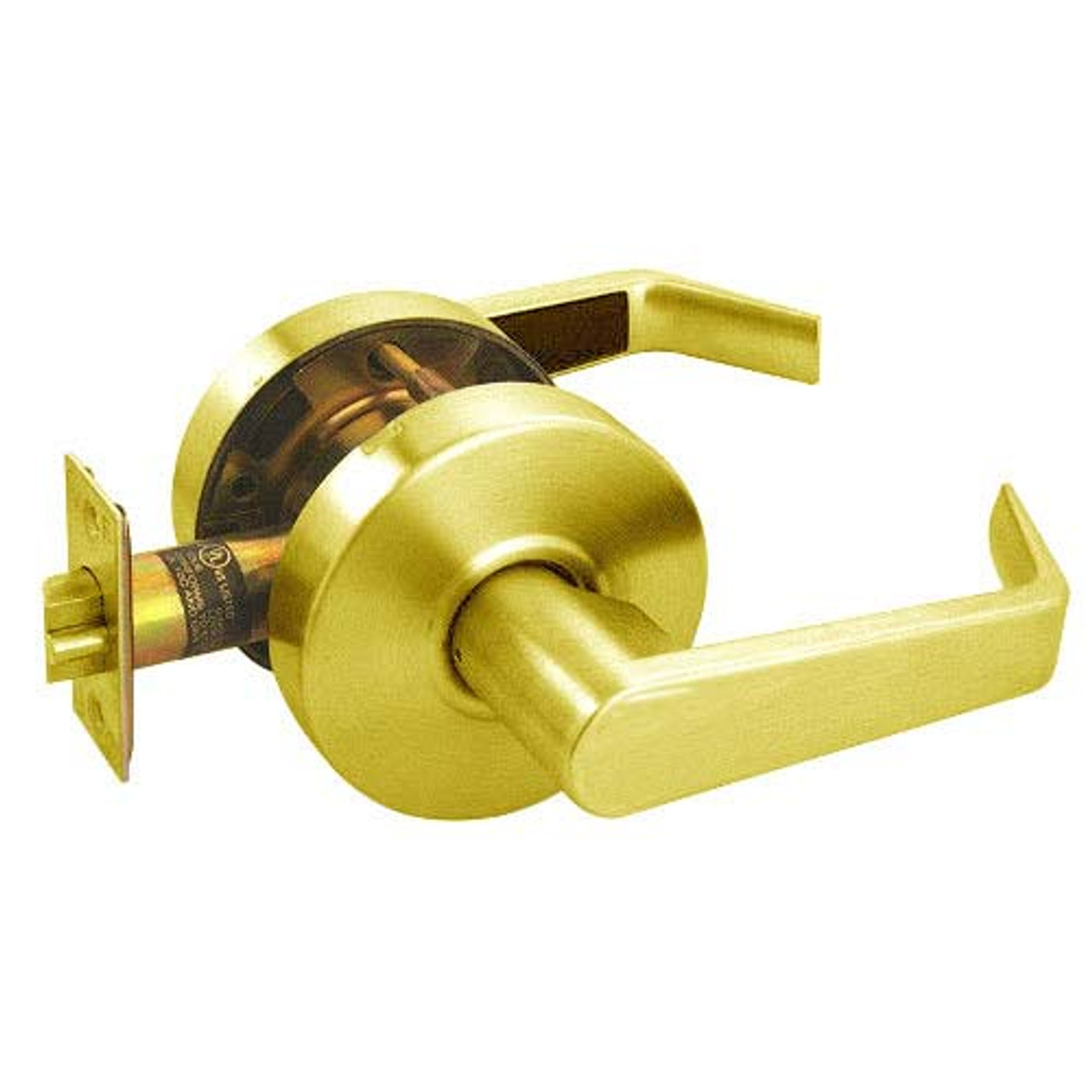 RL02-SR-03 Arrow Cylindrical Lock RL Series Privacy Lever with Sierra Trim Design in Bright Brass