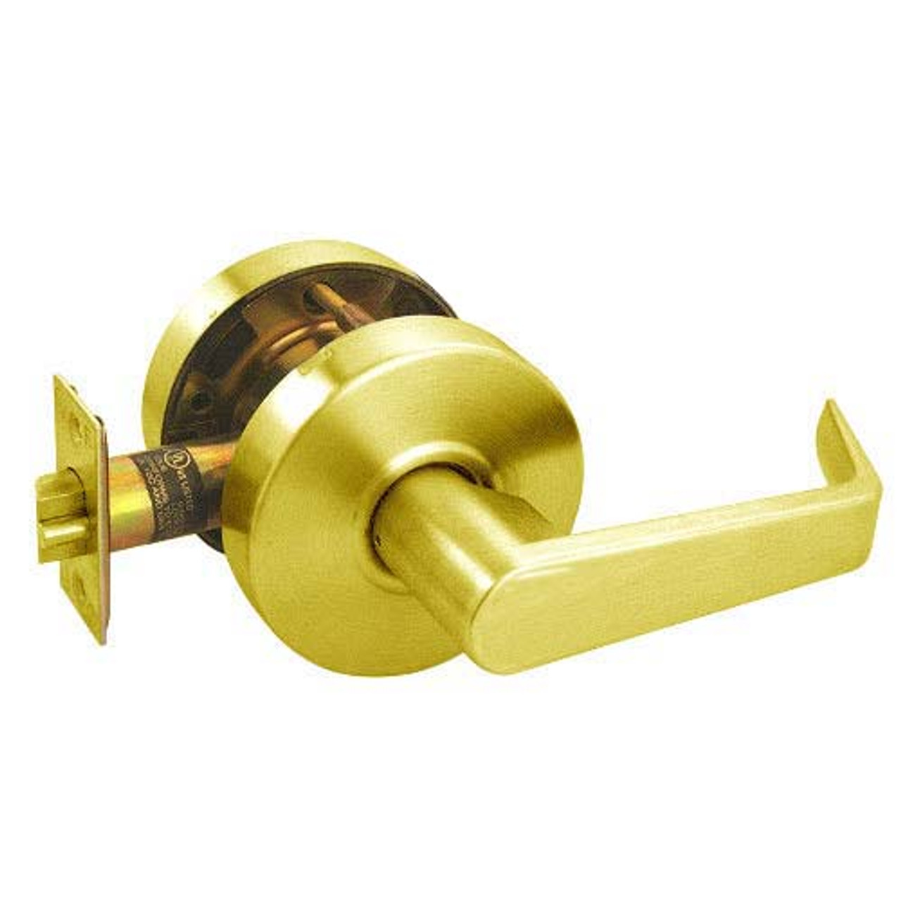 RL03-SR-03 Arrow Cylindrical Lock RL Series Communicating Lever with Sierra Trim Design in Bright Brass