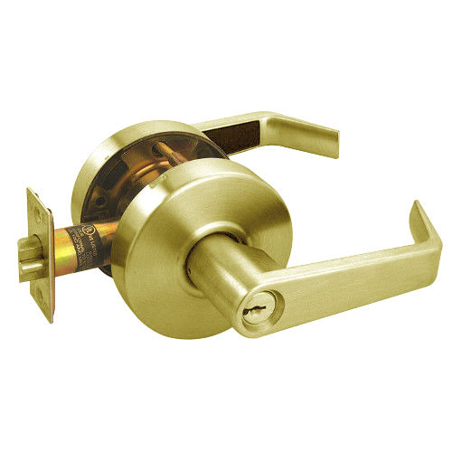 RL12-SR-04 Arrow Cylindrical Lock RL Series Storeroom Lever with Sierra Trim Design in Satin Brass