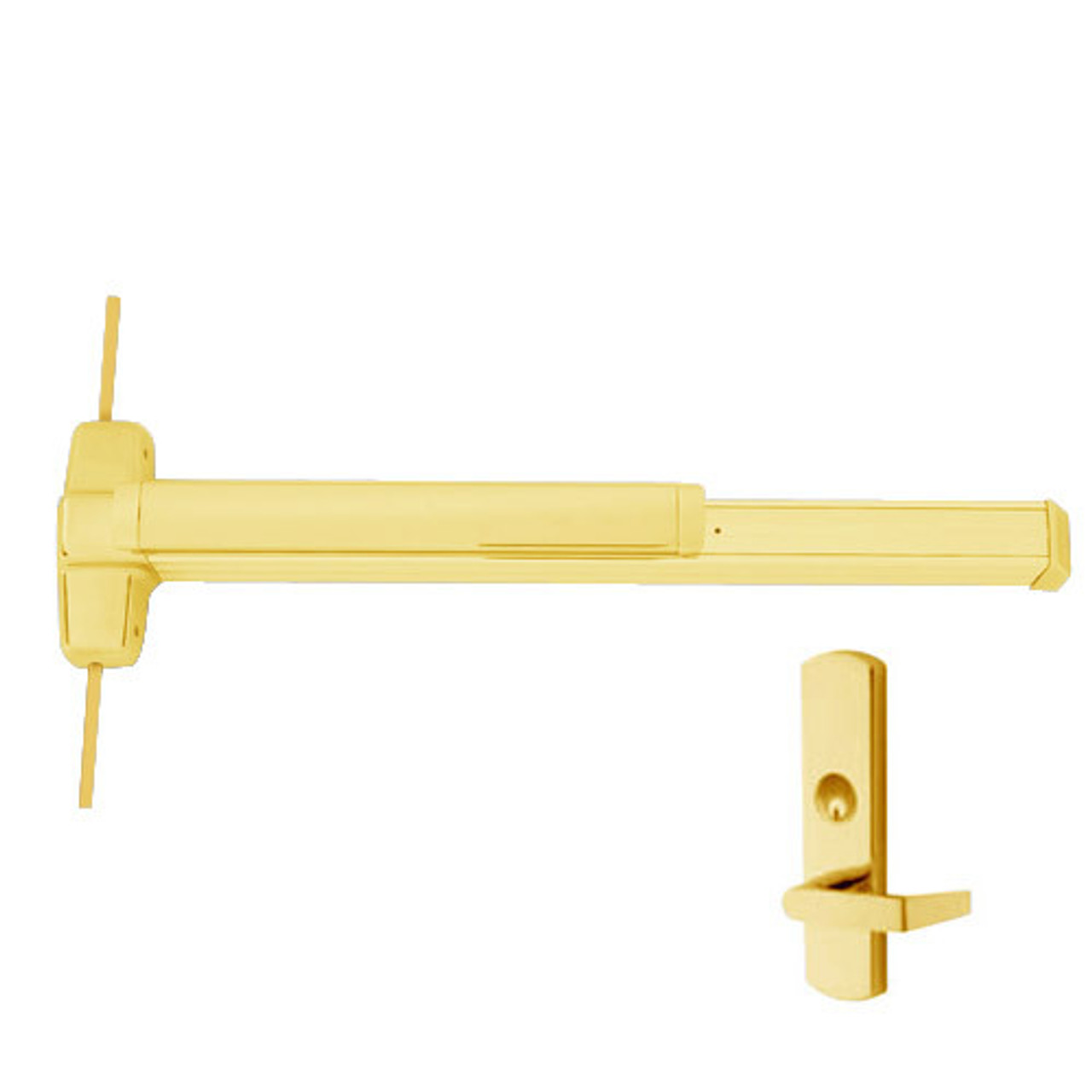 9927L-US3-2-RHR Von Duprin 9927 Series with 996L Lever Right Handed Surface Vertical Rod Exit Device in Bright Brass