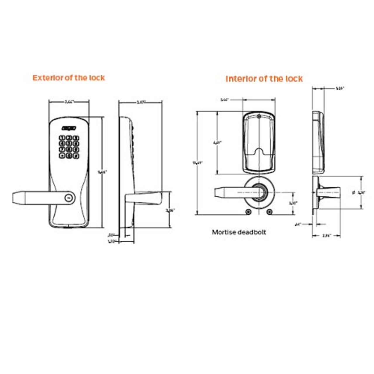 CO100-MS-50-KP-RHO-PD-606 Schlage Standalone Mortise Electronic Keypad locks in Satin Brass