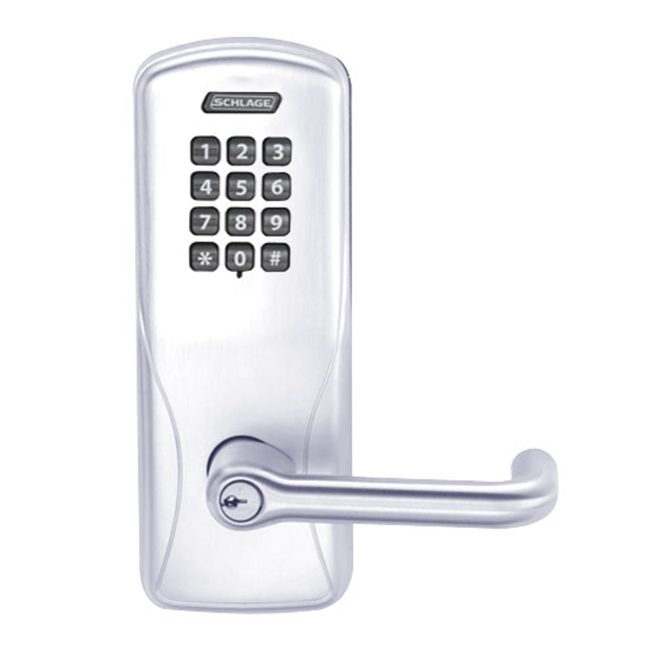 CO100-MS-50-KP-TLR-PD-625 Schlage Standalone Mortise Electronic Keypad locks in Bright Chrome