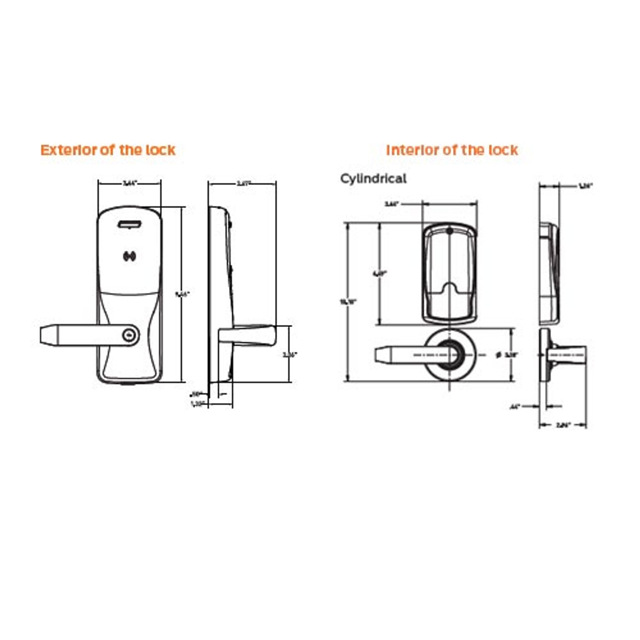 CO200-CY-50-KP-ATH-PD-605 Schlage Standalone Cylindrical Electronic Keypad locks in Bright Brass