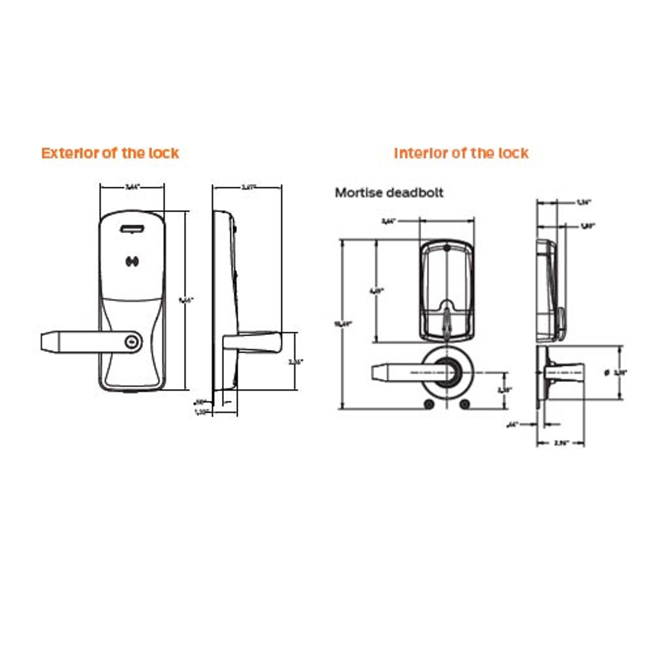 CO200-MS-70-KP-RHO-PD-605 Mortise Electronic Keypad Locks in Bright Brass