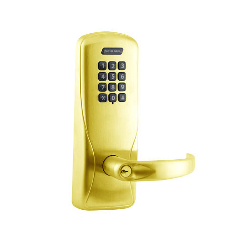 CO200-CY-50-KP-SPA-PD-605 Schlage Standalone Cylindrical Electronic Keypad locks in Bright Brass
