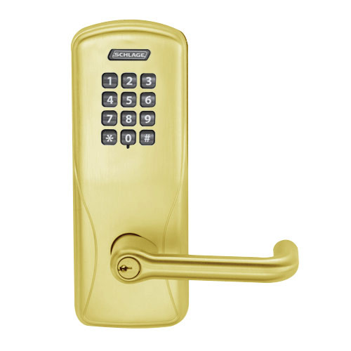 CO200-CY-50-KP-TLR-PD-605 Schlage Standalone Cylindrical Electronic Keypad locks in Bright Brass