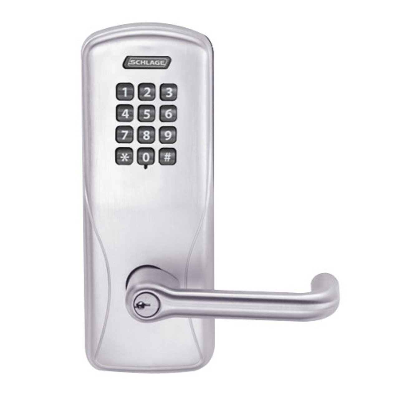 CO200-CY-50-KP-TLR-PD-626 Schlage Standalone Cylindrical Electronic Keypad locks in Satin Chrome