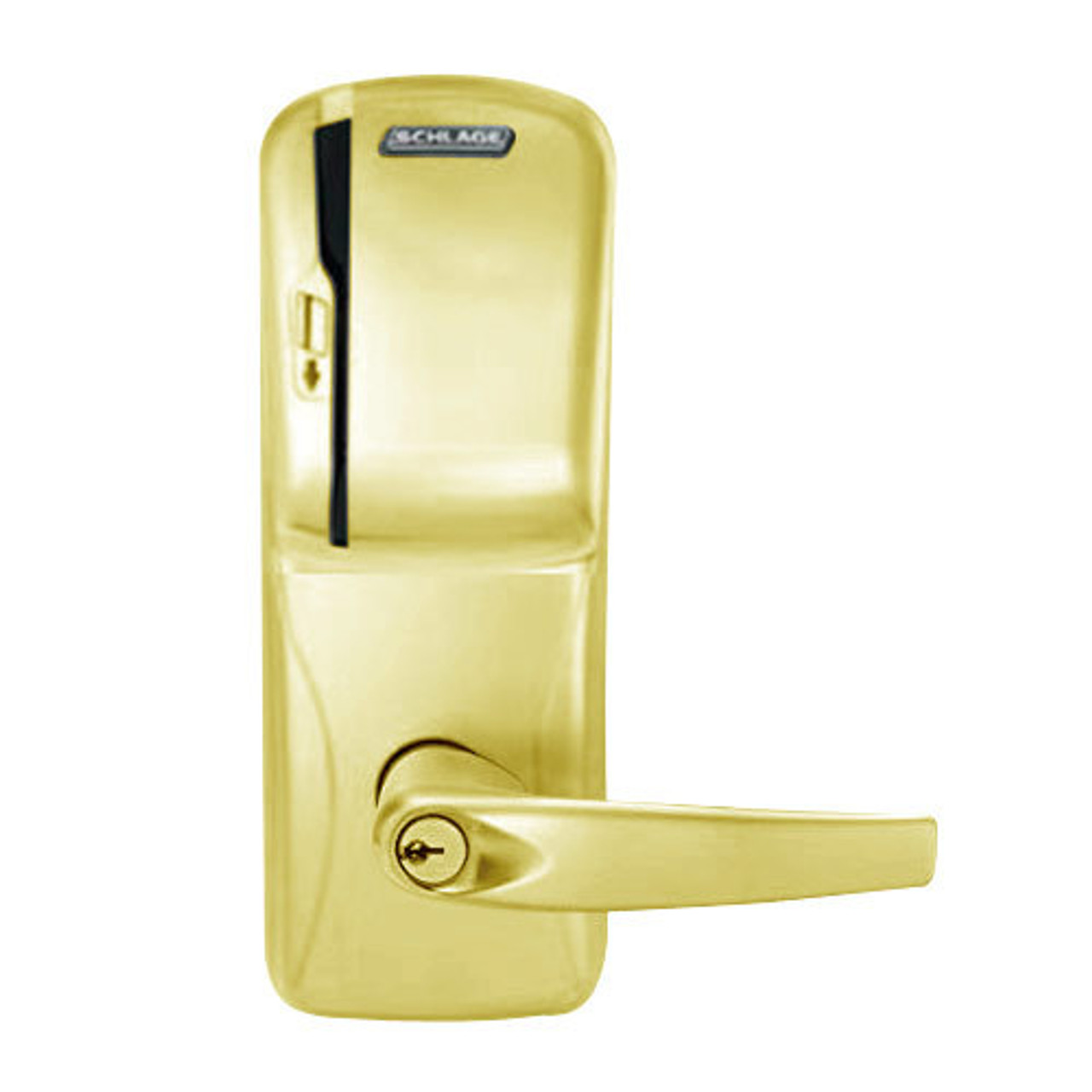 CO200-MS-70-MS-ATH-PD-605 Mortise Electronic Swipe Locks in Bright Brass