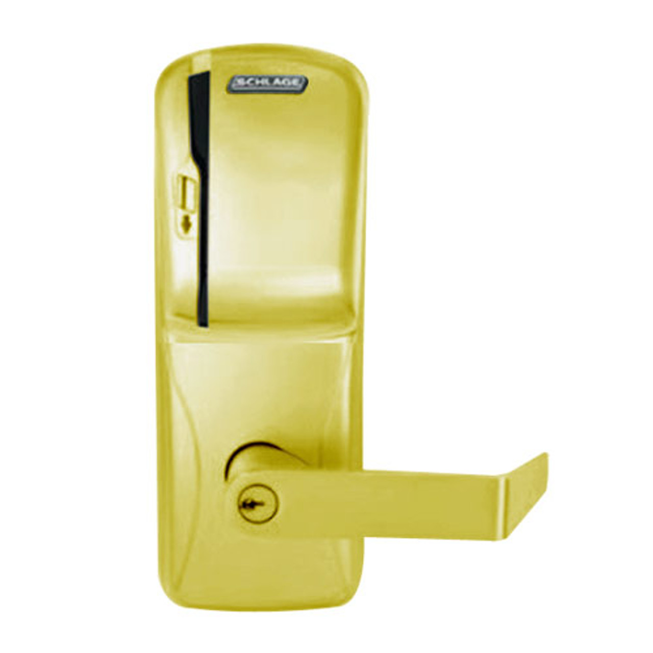 CO200-MS-70-MS-RHO-PD-605 Mortise Electronic Swipe Locks in Bright Brass