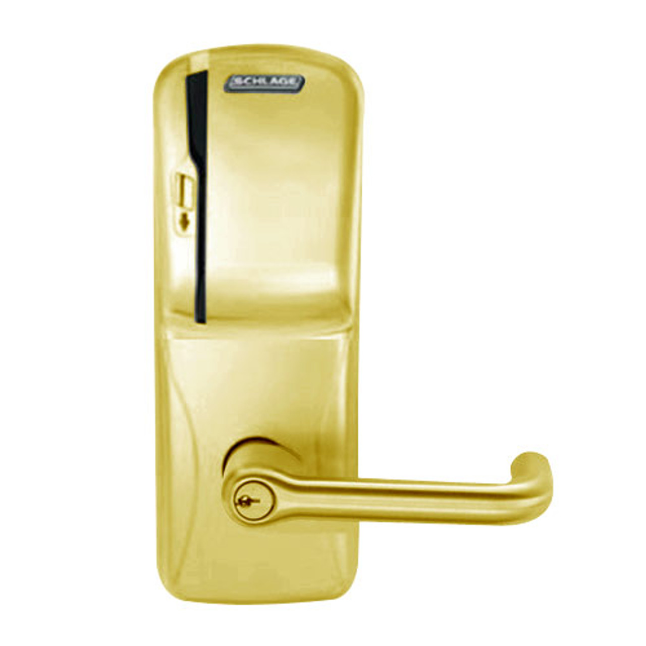 CO200-MS-40-MS-TLR-PD-606 Mortise Electronic Swipe Locks in Satin Brass