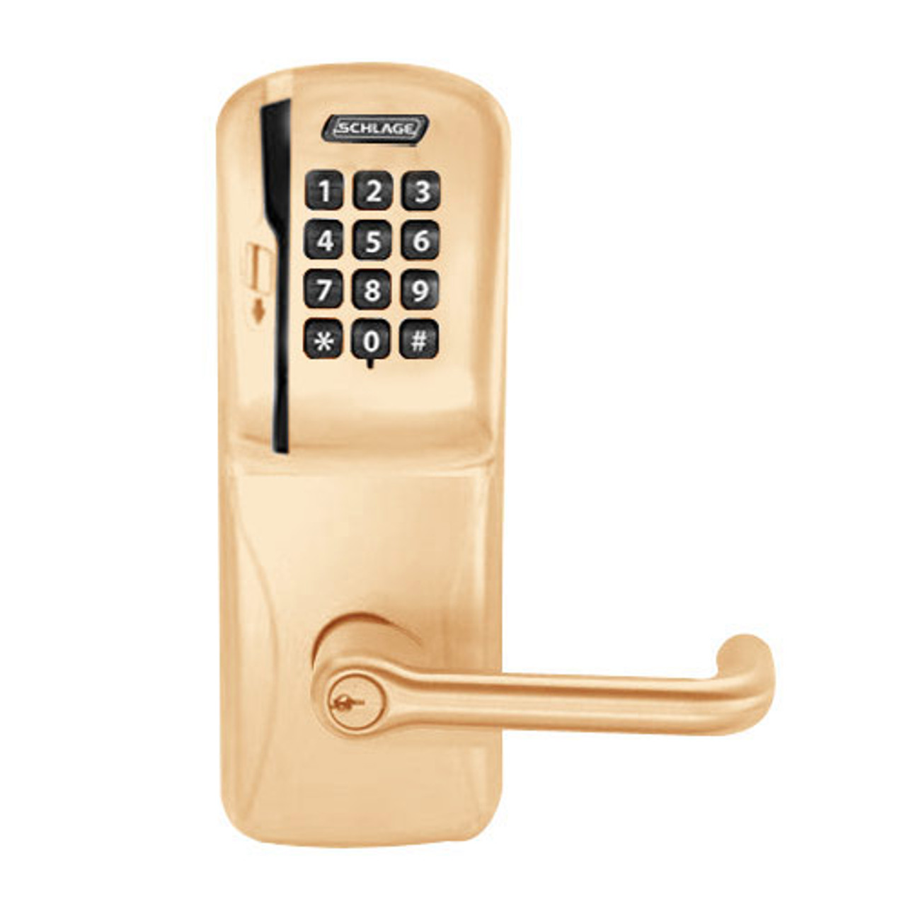 CO200-CY-70-MSK-TLR-PD-612 Schlage Standalone Cylindrical Electronic Magnetic Stripe Reader Locks in Satin Bronze