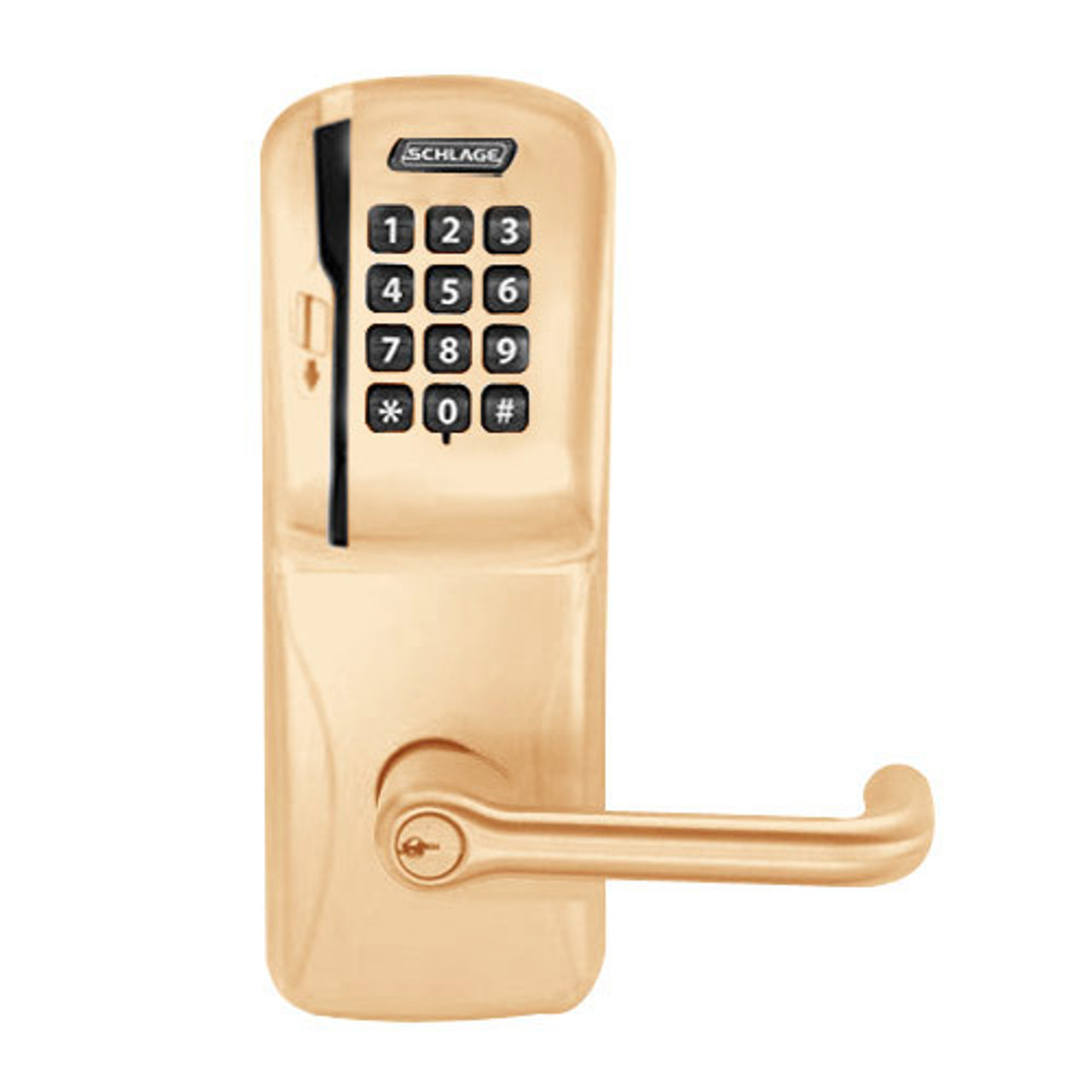 CO200-CY-40-MSK-TLR-PD-612 Schlage Standalone Cylindrical Electronic Magnetic Stripe Reader Locks in Satin Bronze