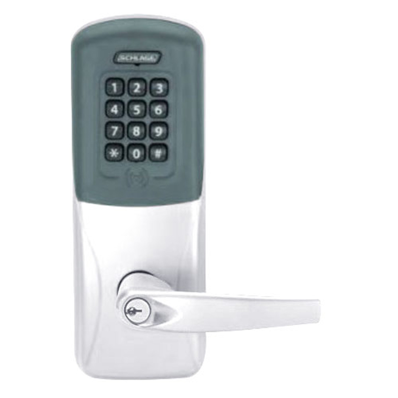 CO200-CY-70-PRK-ATH-PD-625 Schlage Standalone Cylindrical Electronic Proximity with Keypad Locks in Bright Chrome