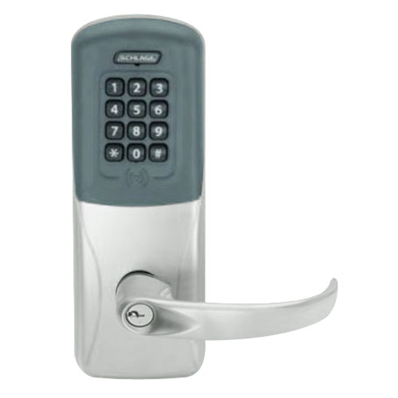 CO200-CY-70-PRK-SPA-PD-619 Schlage Standalone Cylindrical Electronic Proximity with Keypad Locks in Satin Nickel