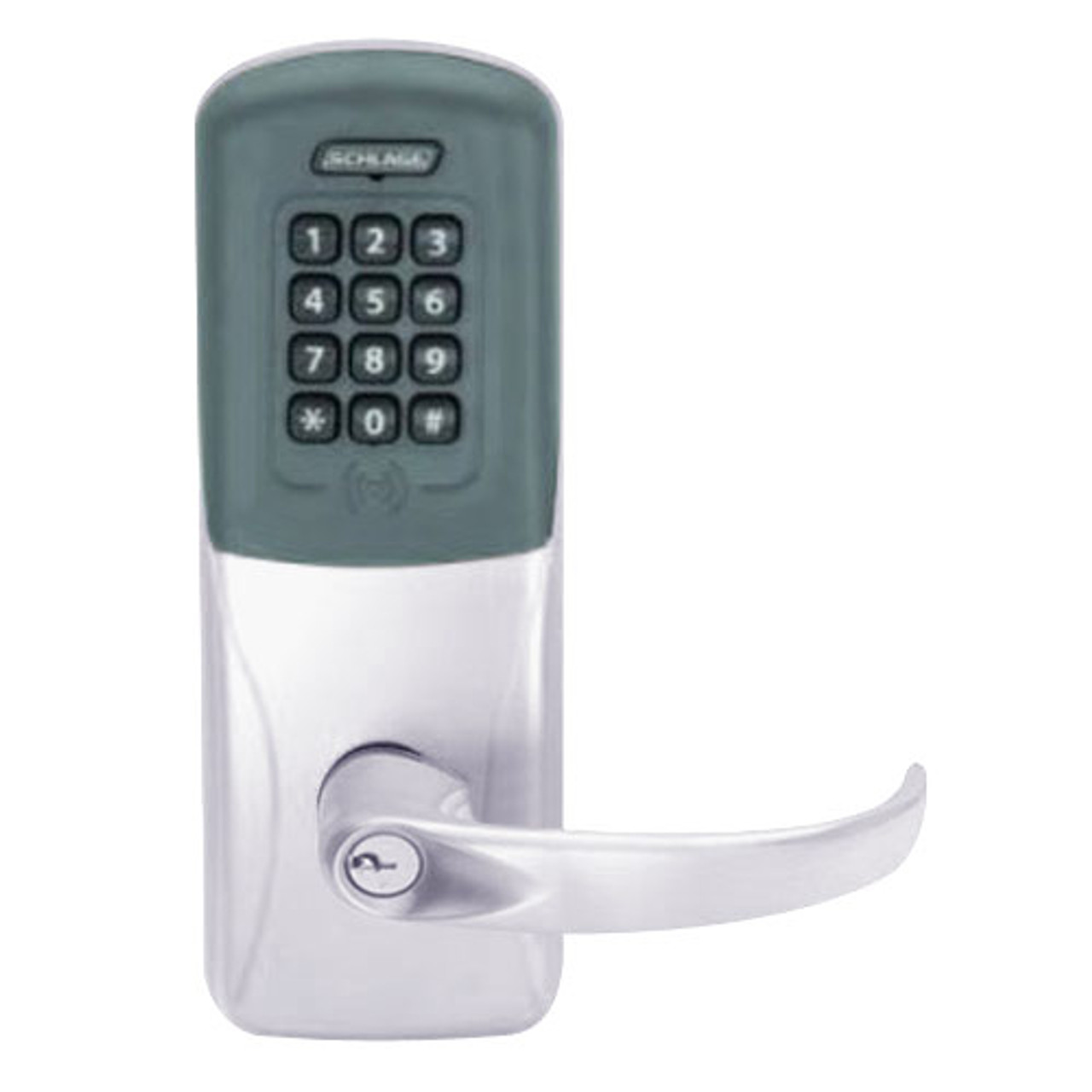 CO200-CY-40-PRK-SPA-PD-626 Schlage Standalone Cylindrical Electronic Proximity with Keypad Locks in Satin Chrome