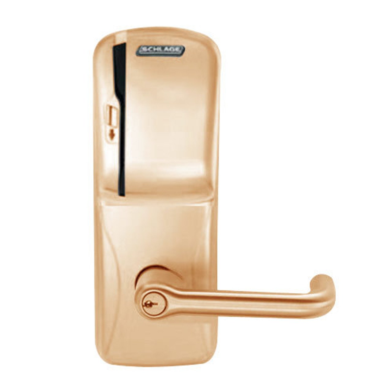 CO250-CY-50-MS-TLR-PD-612 Schlage Office Rights on Magnetic Stripe Cylindrical Locks in Satin Bronze