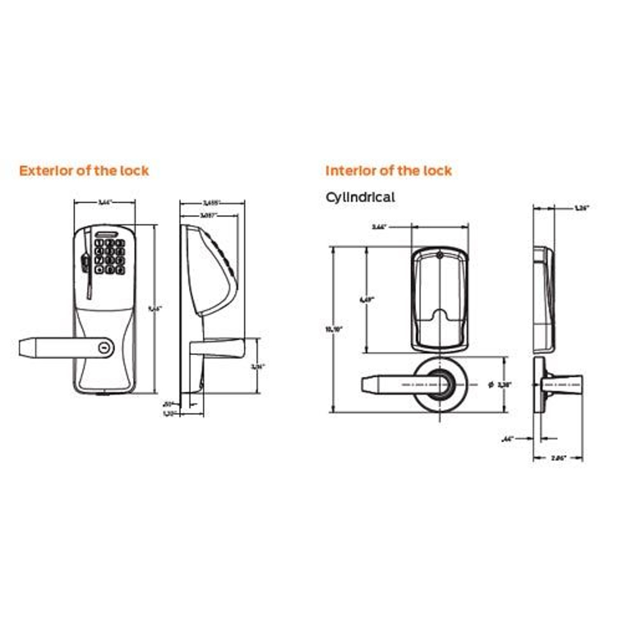 CO250-CY-40-MSK-ATH-PD-612 Schlage Privacy Rights on Magnetic Stripe with Keypad Cylindrical Locks in Satin Bronze