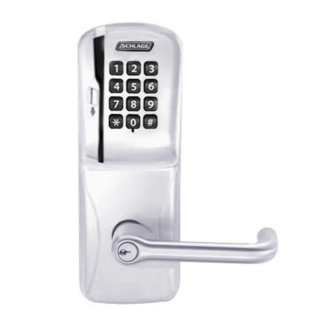 CO250-CY-50-MSK-TLR-PD-626 Schlage Office Rights on Magnetic Stripe with Keypad Cylindrical Locks in Satin Chrome