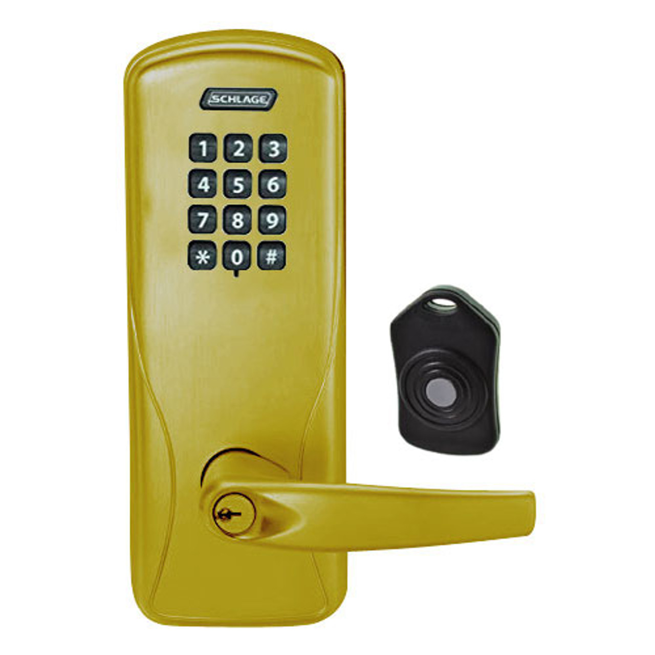 CO220-MS-75-KP-ATH-PD-606 Schlage Standalone Classroom Lockdown Solution Mortise Keypad locks in Satin Brass