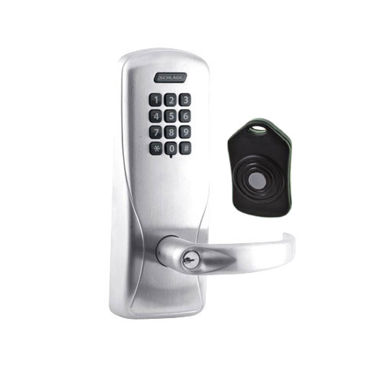 CO220-MS-75-KP-SPA-PD-626 Schlage Standalone Classroom Lockdown Solution Mortise Keypad locks in Satin Chrome