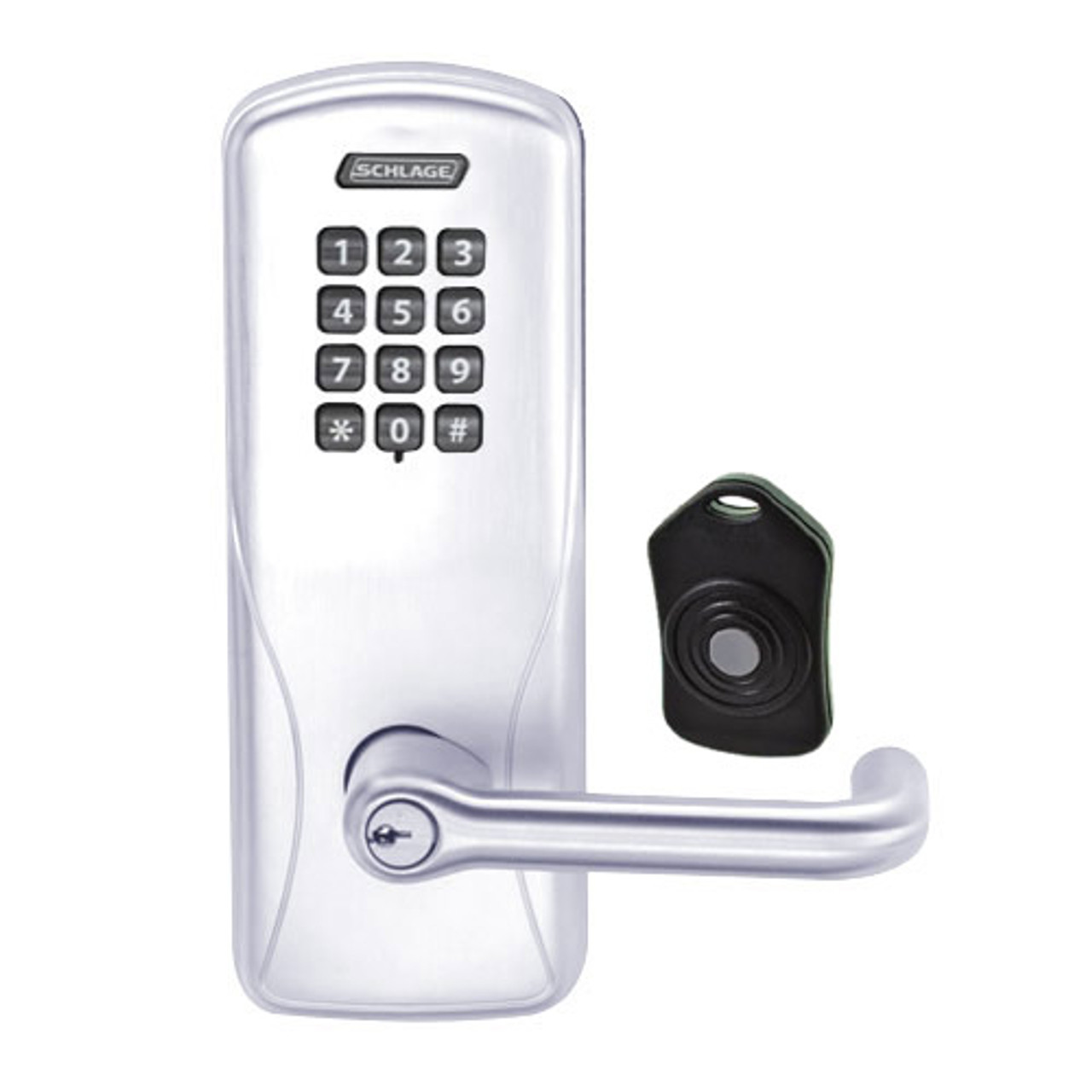 CO220-CY-75-KP-TLR-PD-625 Schlage Standalone Classroom Lockdown Solution Cylindrical Keypad locks in Bright Chrome