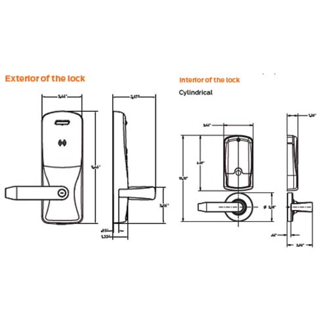 CO220-CY-75-MS-ATH-PD-626 Schlage Classroom Lockdown Cylindrical Magnetic Stripe Lock Athens Lever in Satin Chrome