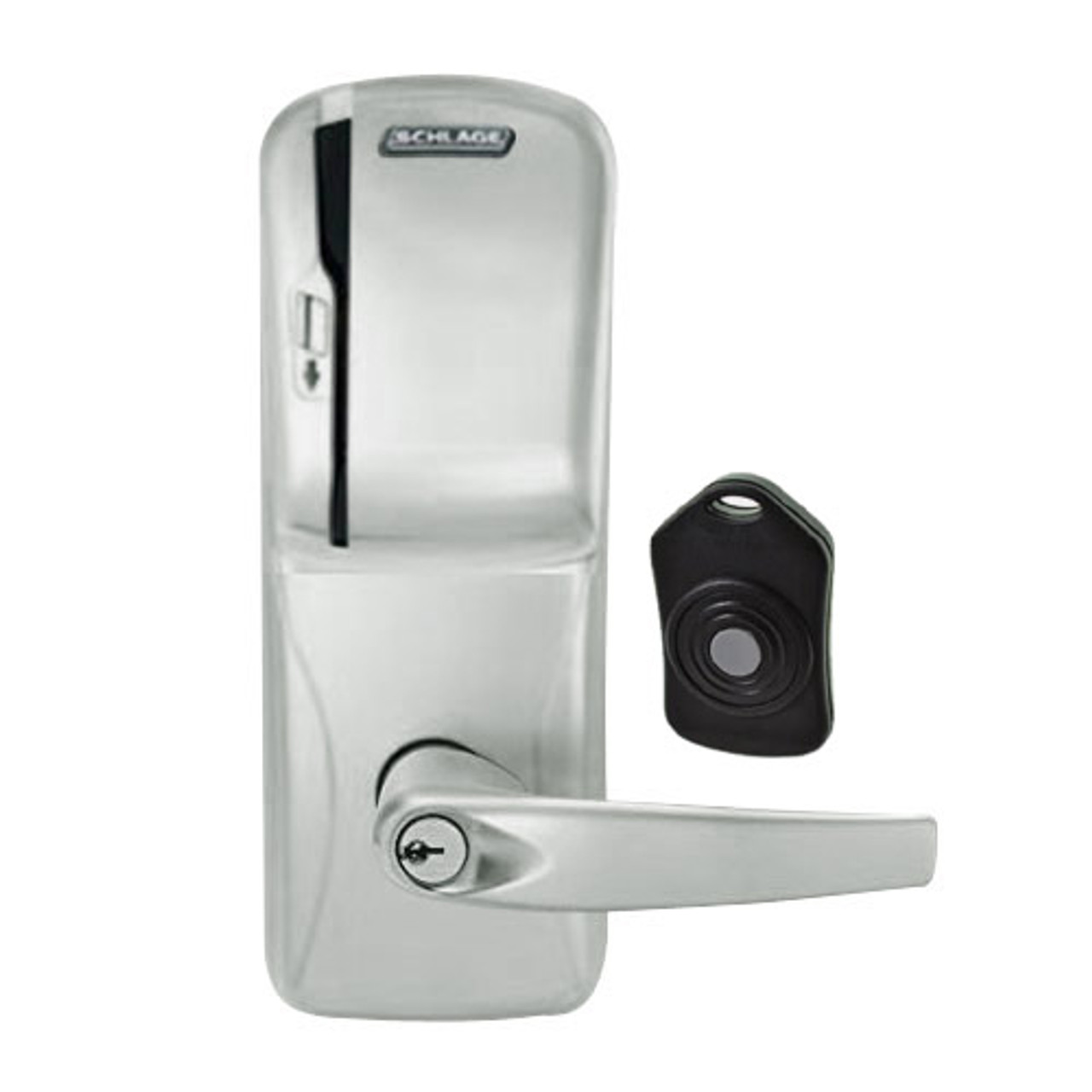 CO220-MS-75-MS-ATH-PD-619 Schlage Standalone Classroom Lockdown Solution Mortise Swipe locks in Satin Nickel