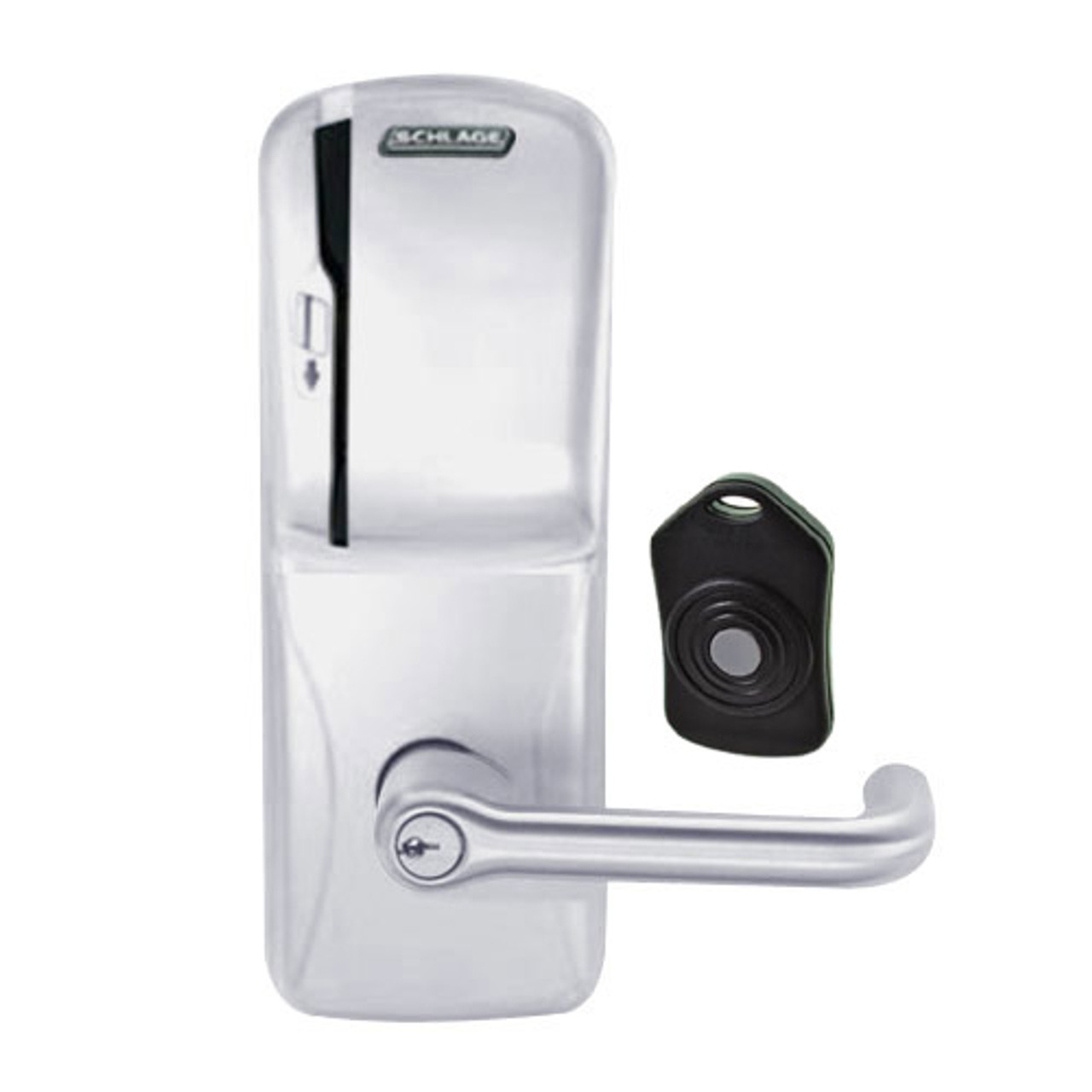 CO220-MS-75-MS-TLR-PD-626 Schlage Standalone Classroom Lockdown Solution Mortise Swipe locks in Satin Chrome