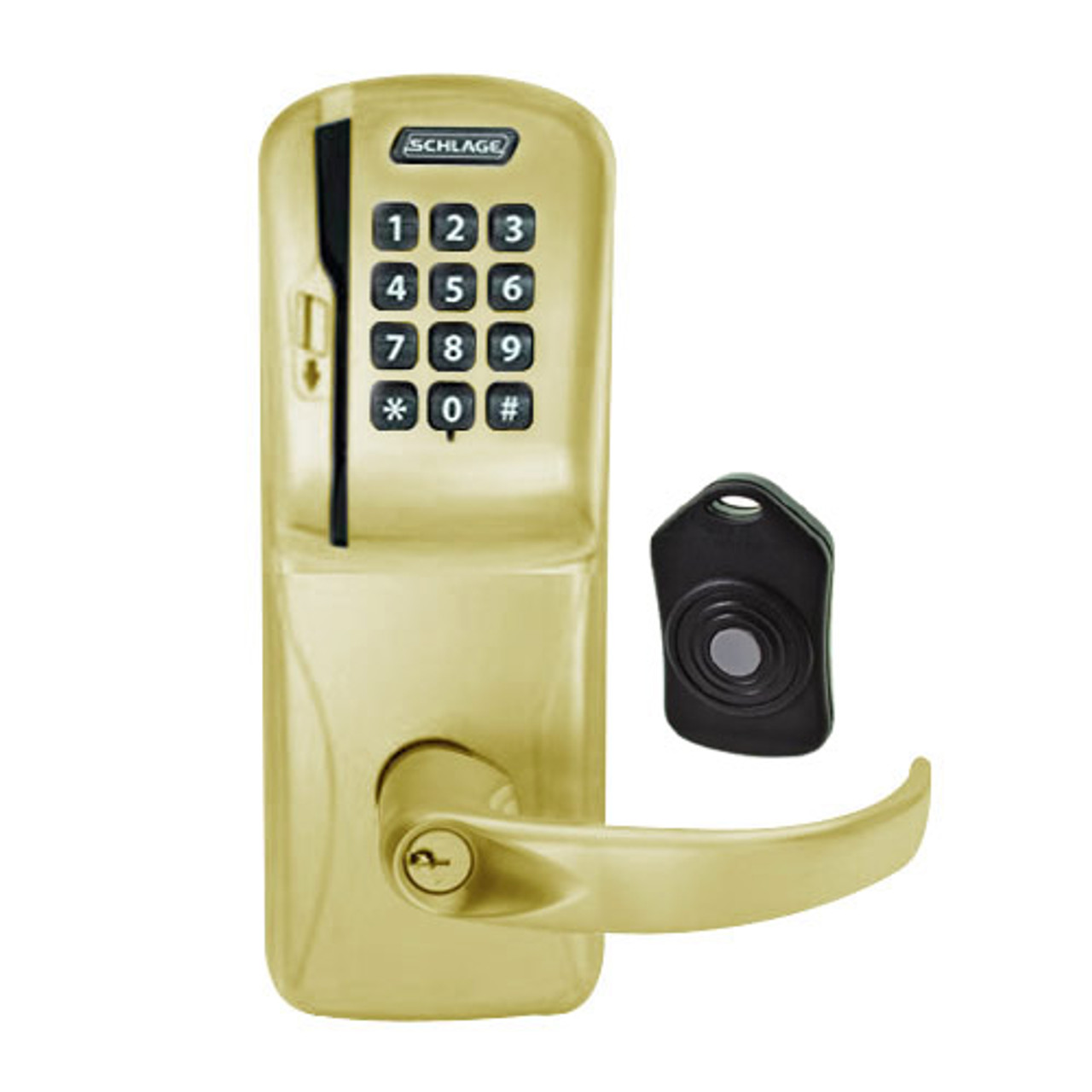 CO220-MS-75-MSK-SPA-PD-606 Schlage Standalone Classroom Lockdown Solution Mortise Swipe Keypad Lock with in Satin Brass