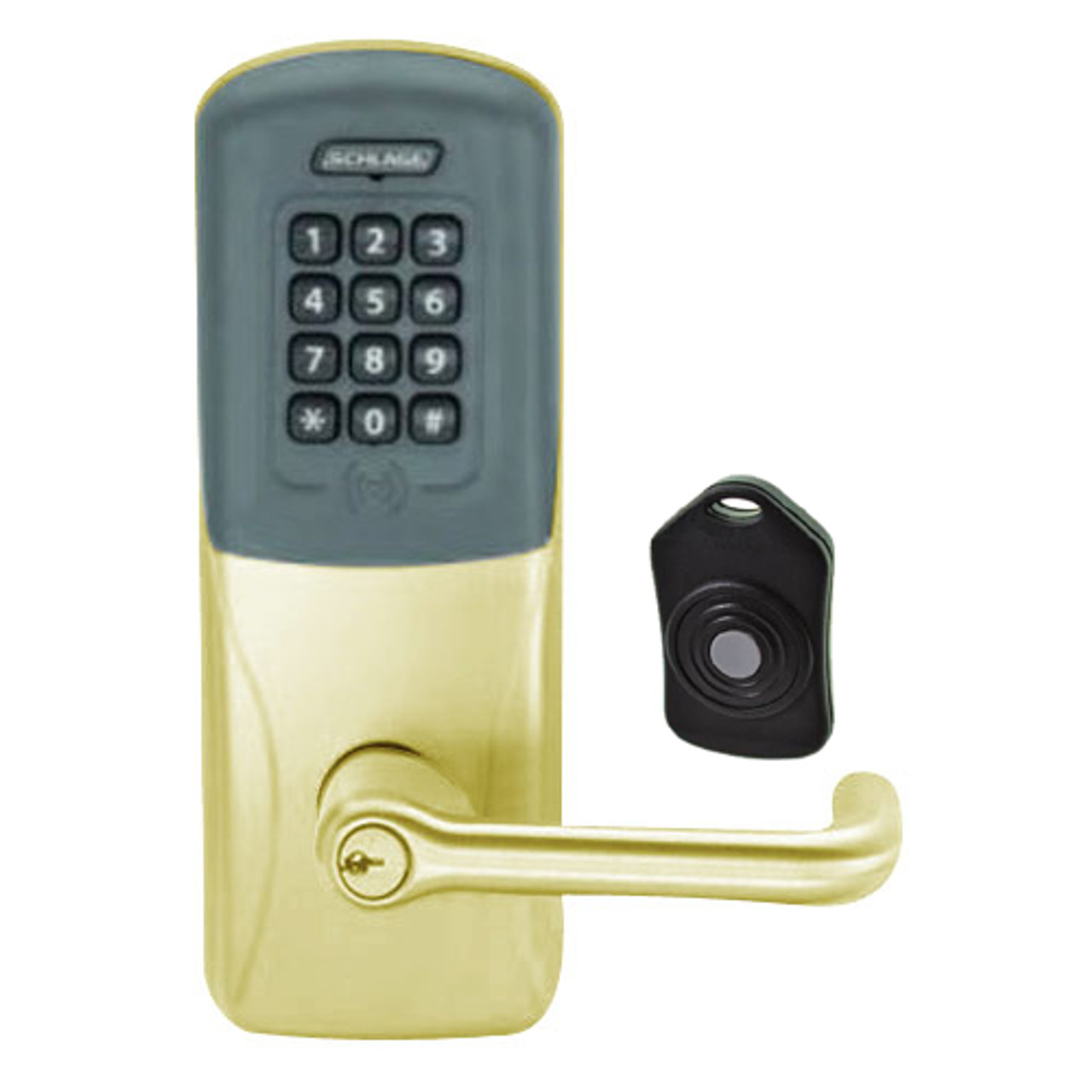 CO220-MS-75-PRK-TLR-PD-606 Schlage Standalone Classroom Lockdown Solution Mortise Proximity Keypad with in Satin Brass