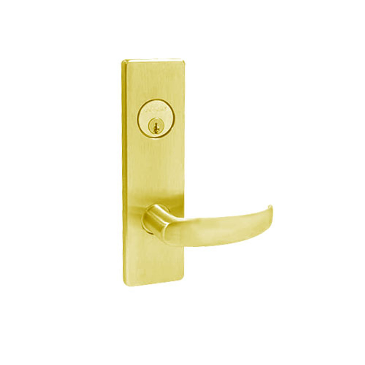 MA521P-QN-605 Falcon Mortise Locks MA Series Entry/Office QN Lever with Escutcheon Style in Bright Brass Finish