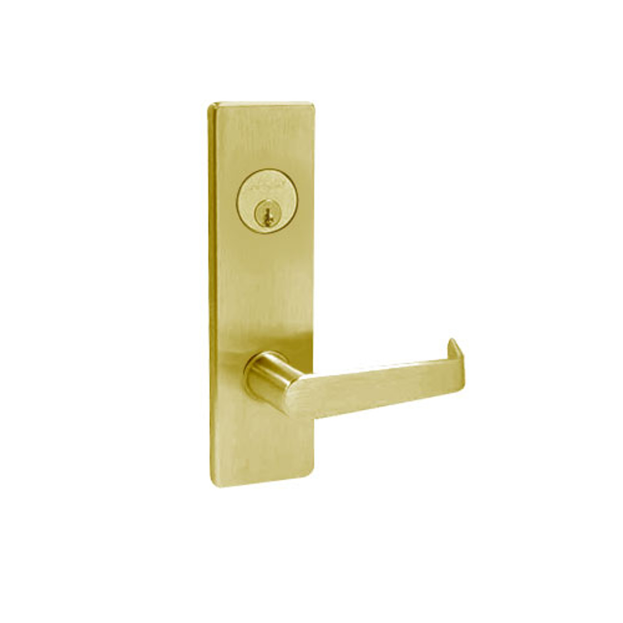 MA381P-DN-606 Falcon Mortise Locks MA Series Apartment/Exit DN Lever with Escutcheon Style in Satin Brass Finish