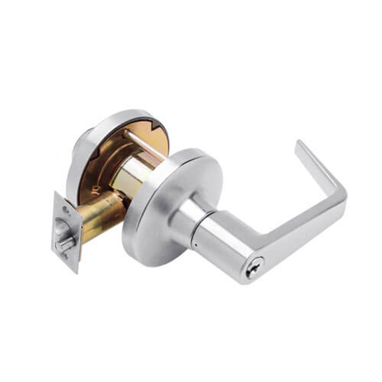 T351PD-D-625 Falcon T Series Cylindrical Closet Lock with Dane Lever Style in Bright Chrome Finish