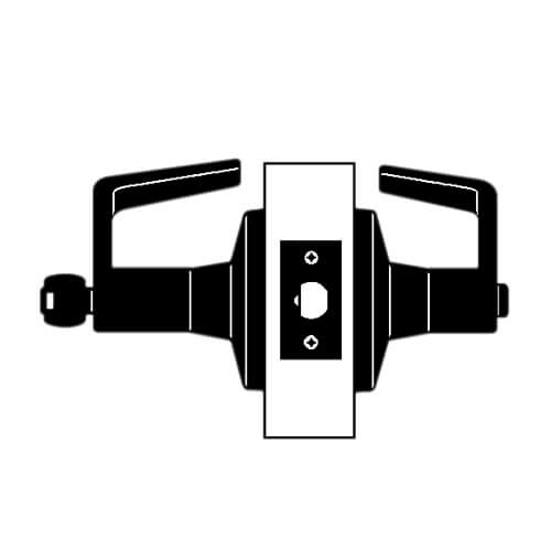 T501PD-D-605 Falcon T Series Cylindrical Entry Lock with Dane Lever Style in Bright Brass