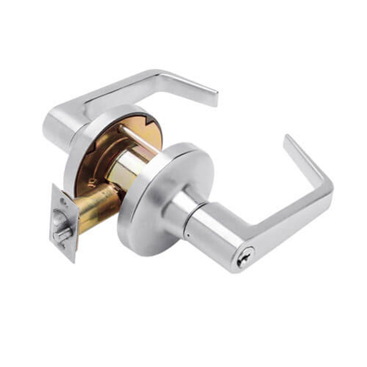 T571PD-D-625 Falcon T Series Cylindrical Dormitory/Corridor Lock with Dane Lever Style in Bright Chrome Finish