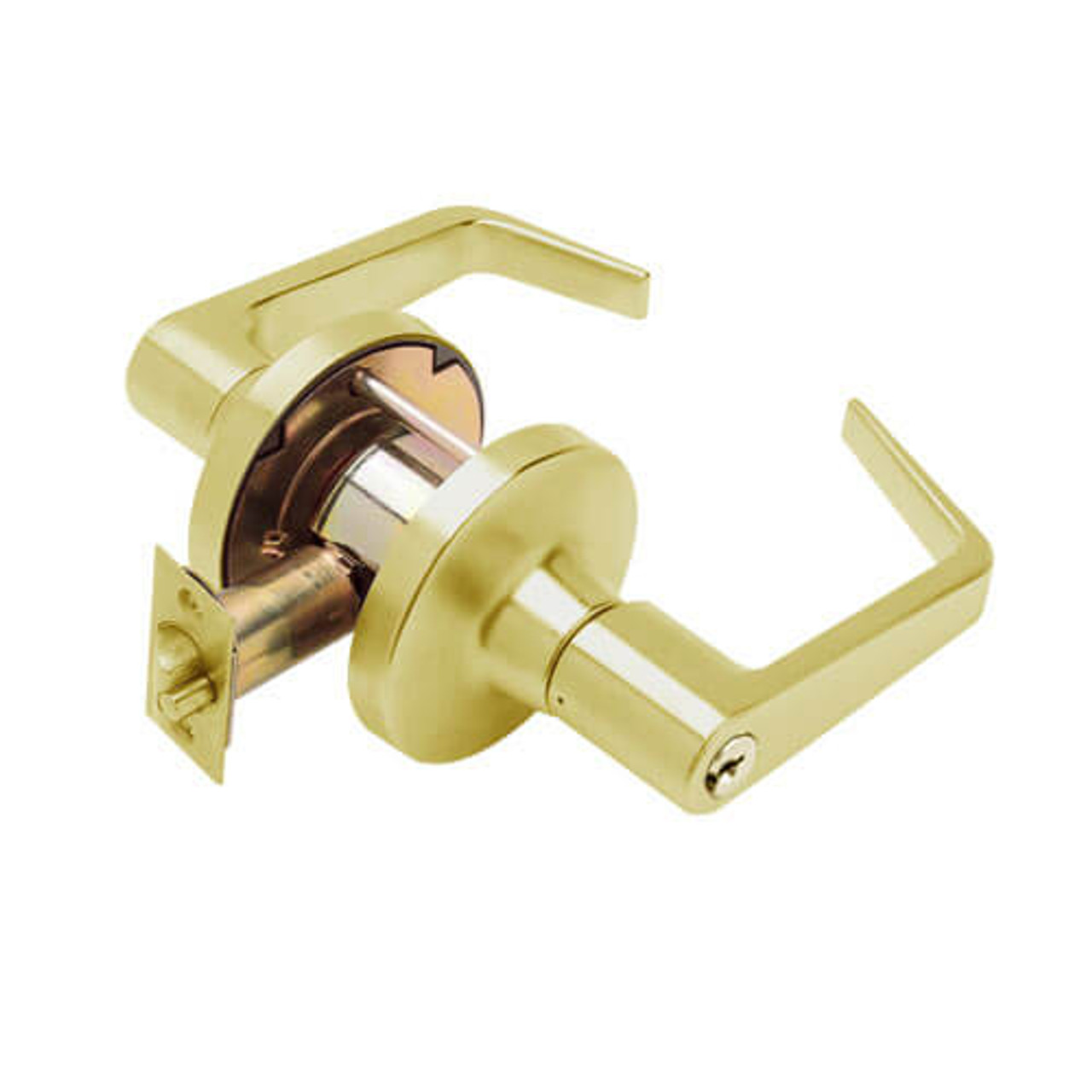 T411PD-D-606 Falcon T Series Cylindrical Asylum Lock with Dane Lever Style in Satin Brass Finish