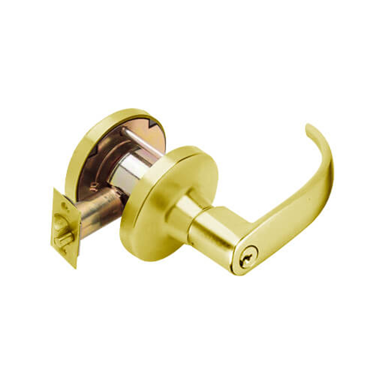 T351PD-Q-605 Falcon T Series Cylindrical Closet Lock with Quantum Lever Style in Bright Brass Finish