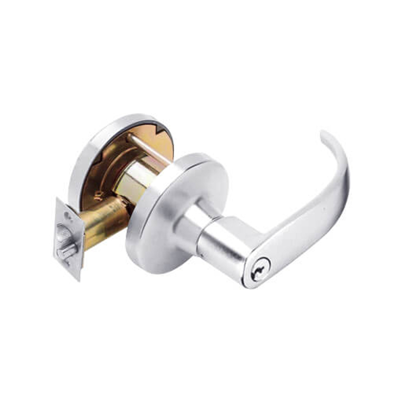 T351PD-Q-625 Falcon T Series Cylindrical Closet Lock with Quantum Lever  Style in Bright Chrome