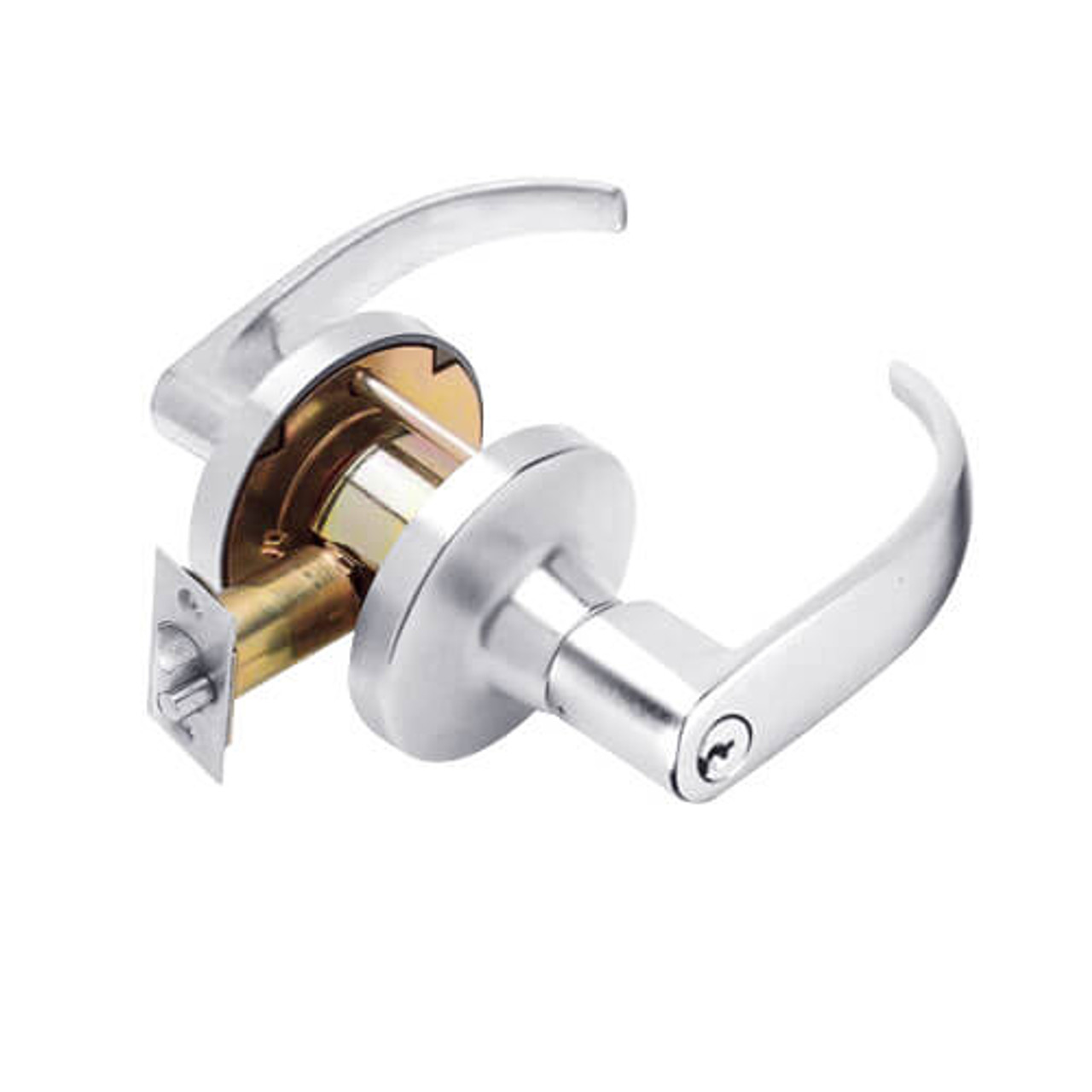 T521PD-Q-625 Falcon T Series Cylindrical Office Lock with Quantum Lever Style in Bright Chrome Finish