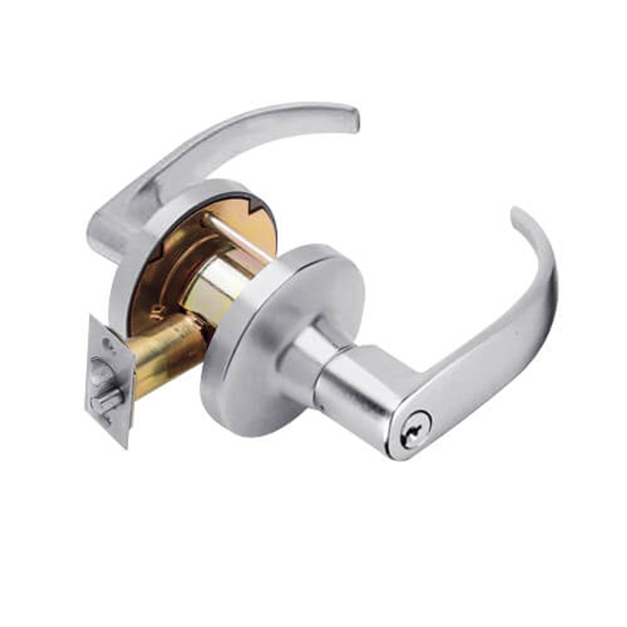 T381PD-Q-626 Falcon T Series Cylindrical Exit Security Lock with Quantum Lever Style in Satin Chrome Finish