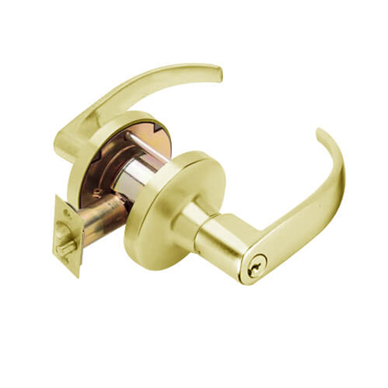 T381PD-Q-606 Falcon T Series Cylindrical Exit Security Lock with Quantum Lever Style in Satin Brass Finish