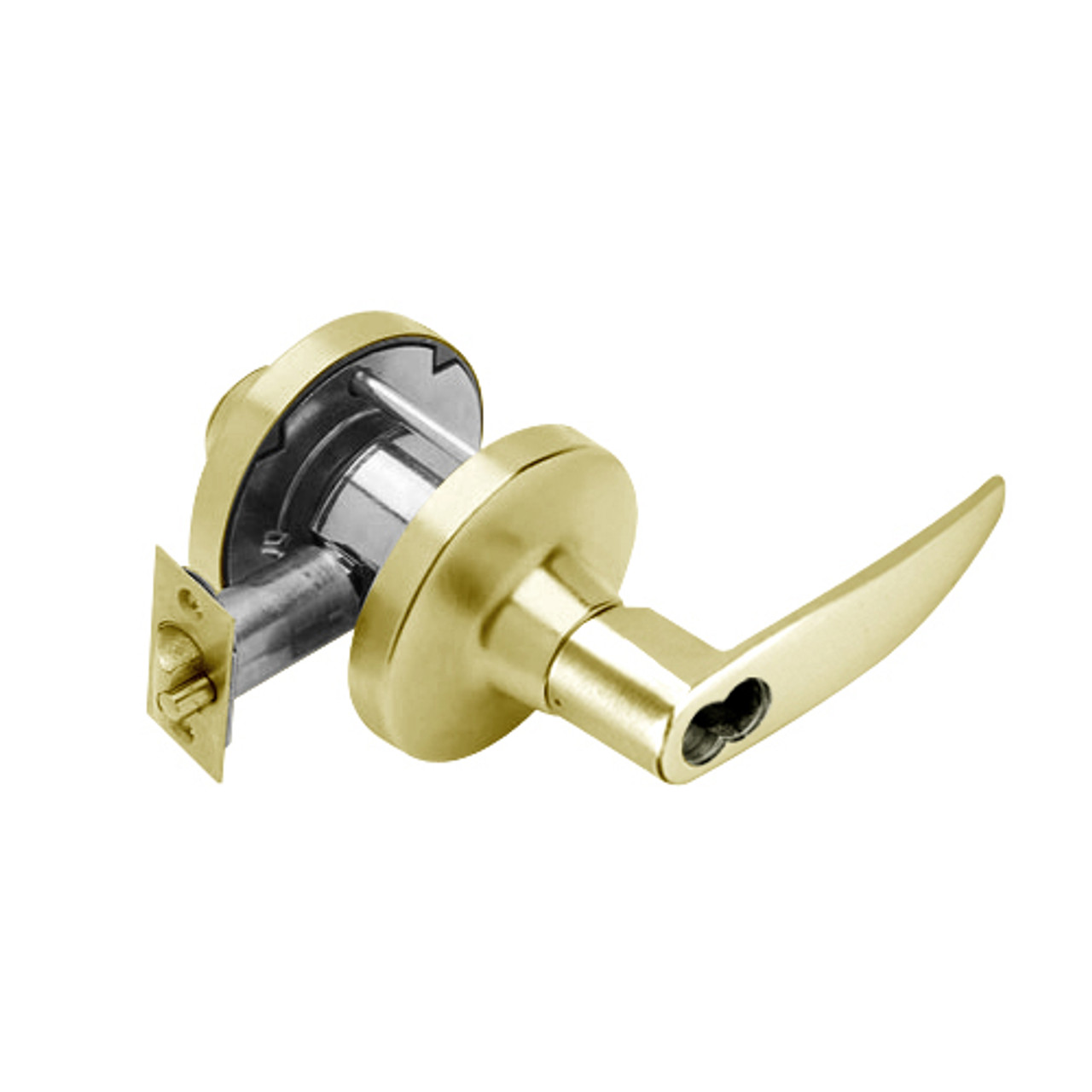 T351BD-A-606 Falcon T Series Cylindrical Closet Lock with Avalon Lever Style Prepped for SFIC in Satin Brass Finish